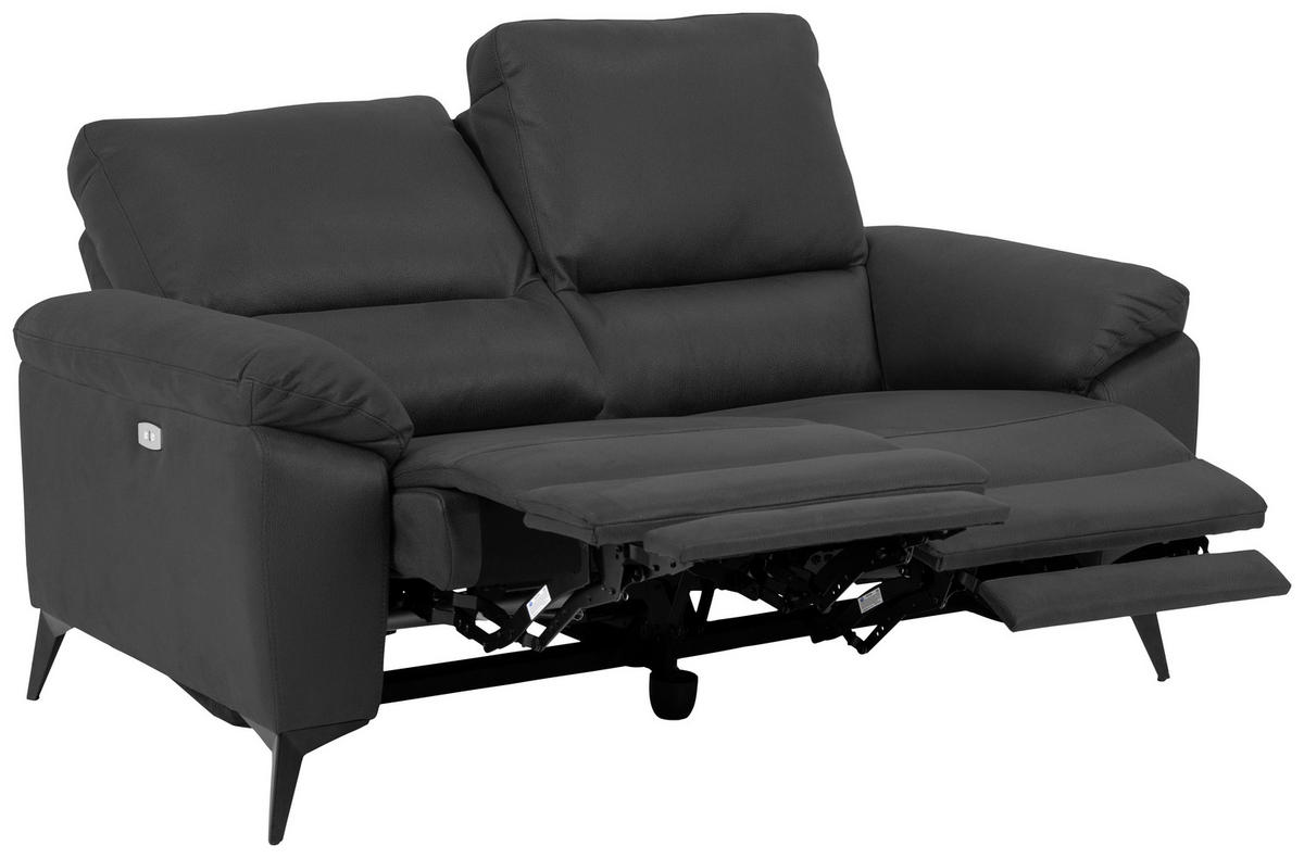 2-SITZER-SOFA Lederlook, Mikrofaser Grau  - Schwarz/Grau, KONVENTIONELL, Textil/Metall (160/102/96cm) - Carryhome