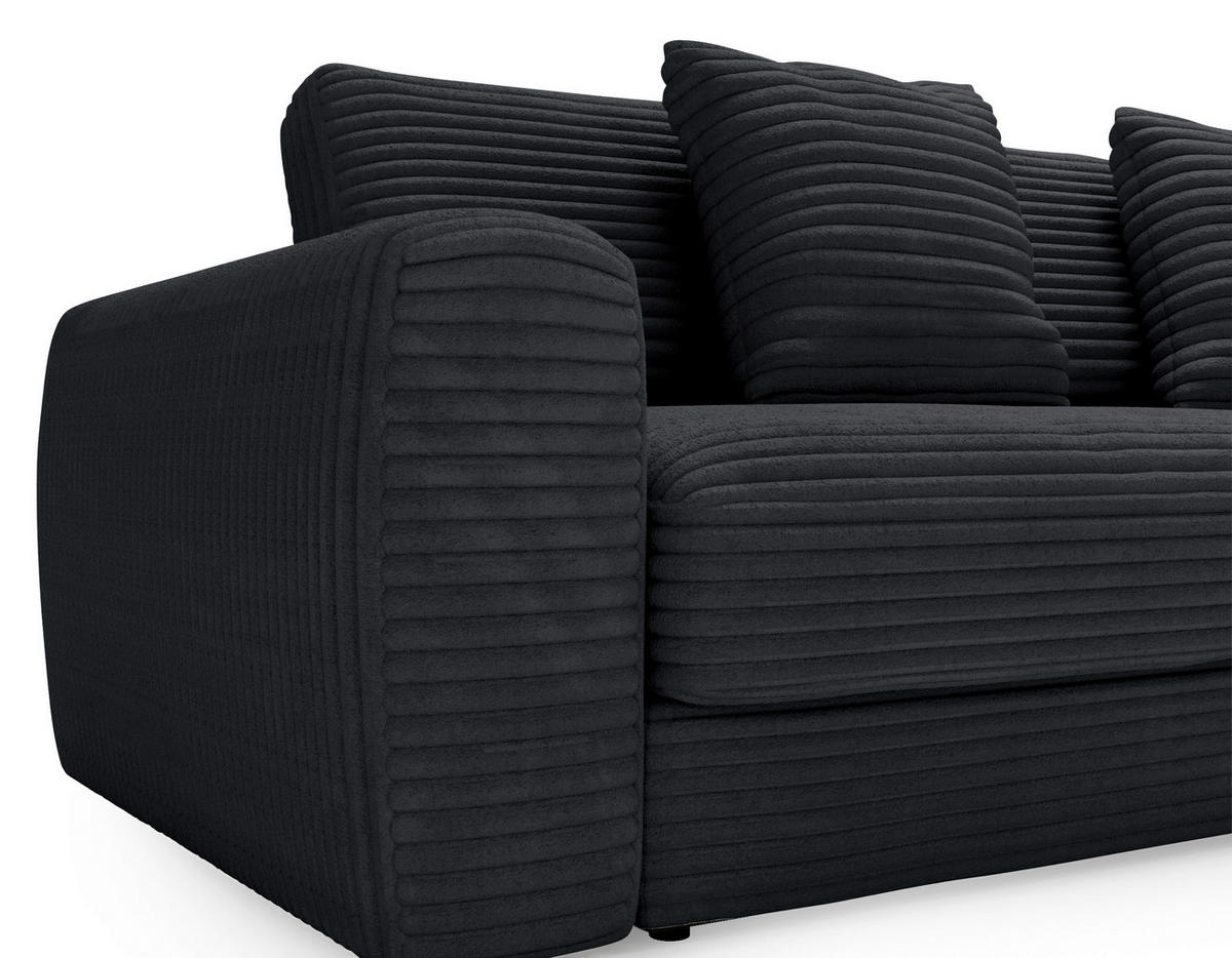ECKSOFA in Cord Schwarz  302/182 cm  - Schwarz, MODERN, Kunststoff/Textil (302/182cm) - Carryhome
