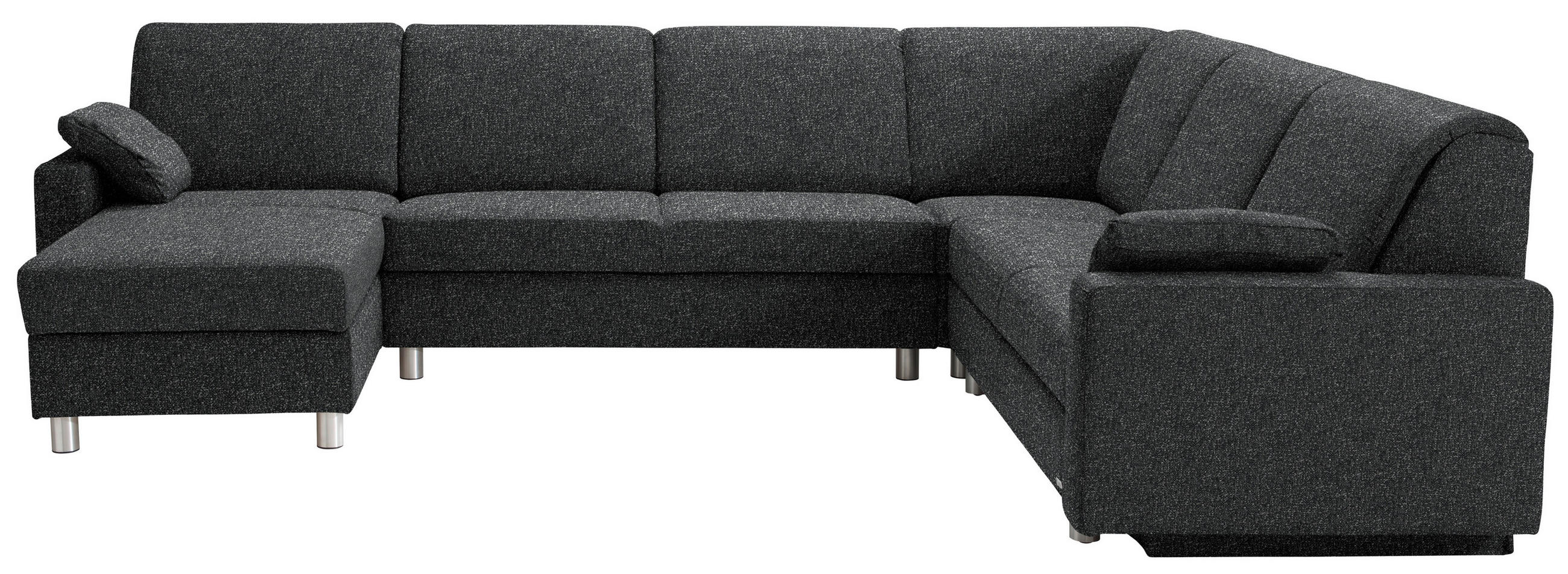 WOHNLANDSCHAFT  in Mikrovelours Anthrazit  - Anthrazit/Alufarben, KONVENTIONELL, Textil (158/323/237cm) - Sedda