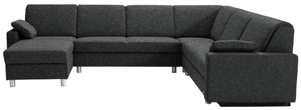 WOHNLANDSCHAFT  in Mikrovelours Anthrazit  - Anthrazit/Alufarben, KONVENTIONELL, Textil (158/323/237cm) - Sedda