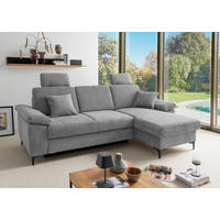 ECKSOFA Chenille Grau  - Schwarz/Grau, Konventionell, Textil/Metall (245/151cm) - Livetastic