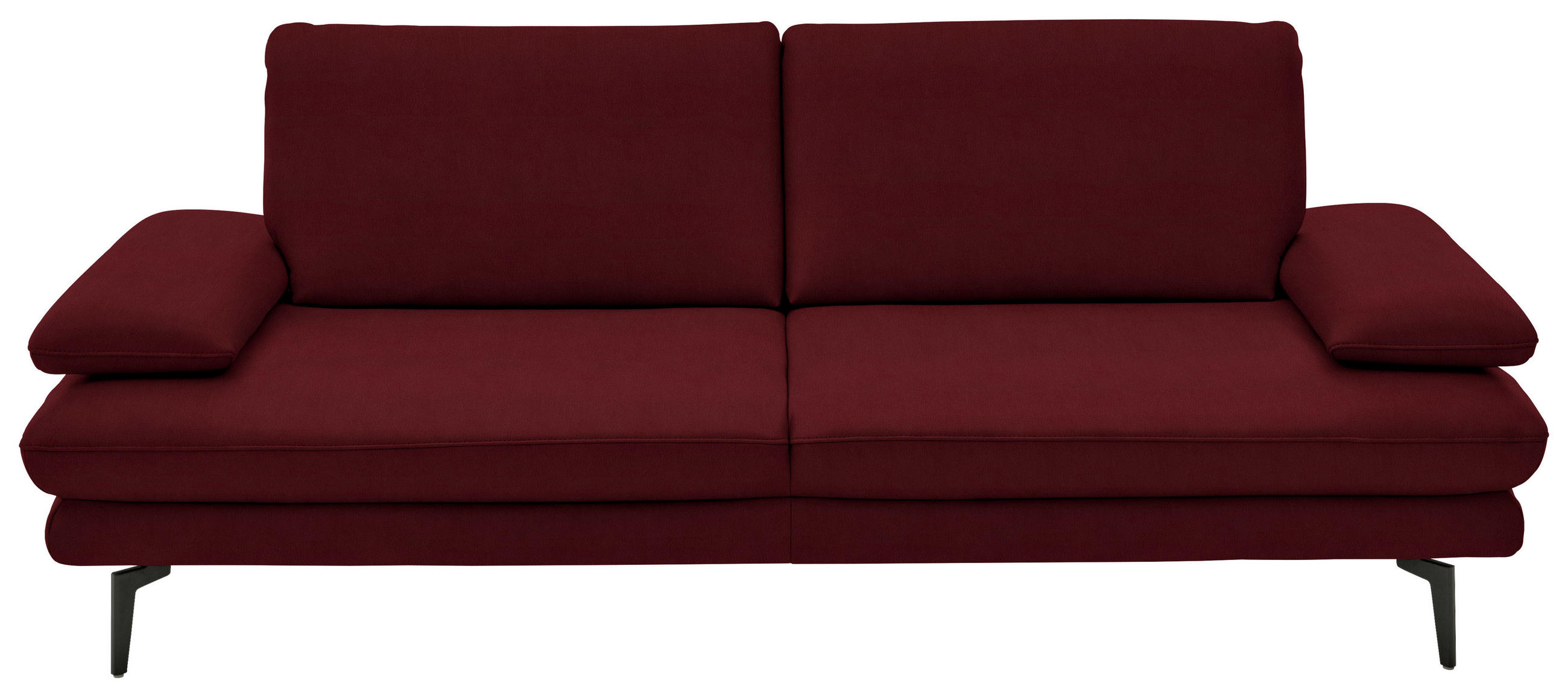 3-SITZER-SOFA in Leder Dunkelrot  - Schwarz/Dunkelrot, Design, Leder/Metall (222/86/104cm) - Dieter Knoll