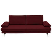 3-SITZER-SOFA in Leder Dunkelrot  - Schwarz/Dunkelrot, Design, Leder/Metall (222/86/104cm) - Dieter Knoll