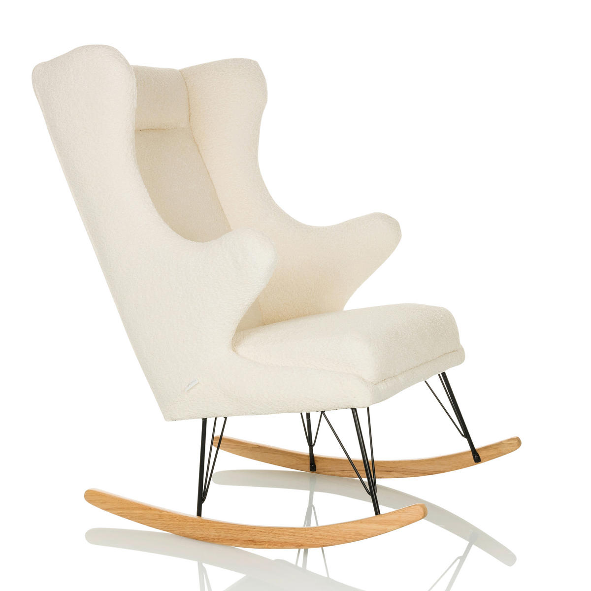 LOUNGESESSEL Bouclé Weiß    - Hellbraun/Schwarz, MODERN, Holz/Textil (68/110/90cm) - MID.YOU