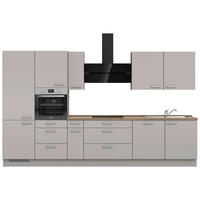 KÜCHENLEERBLOCK 360 cm   in Grau, Eiche dunkel  - Eiche dunkel/Edelstahlfarben, MODERN, Holzwerkstoff/Metall (360cm) - Nobilia