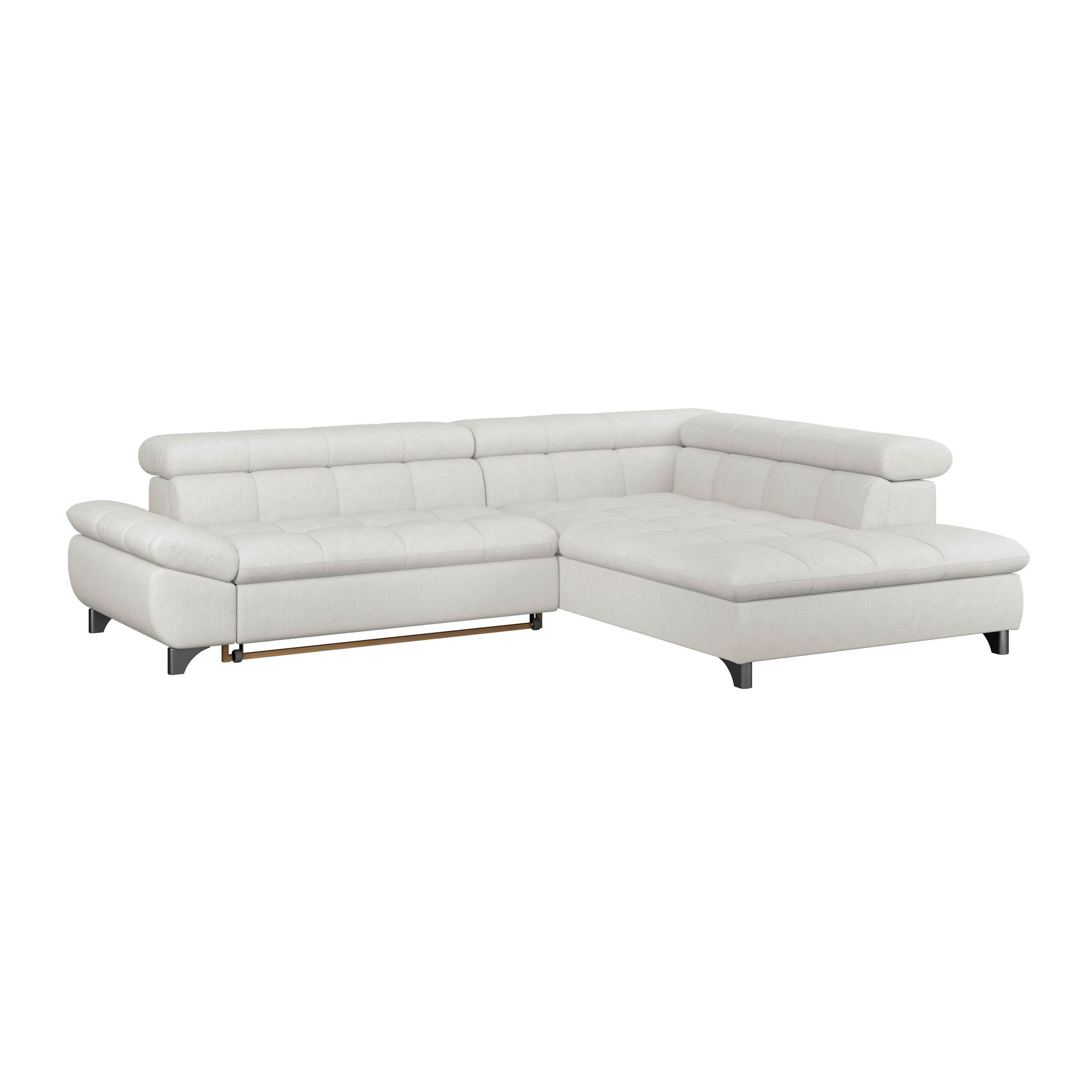 ECKSOFA Creme Chenille  - Chromfarben/Creme, KONVENTIONELL, Textil/Metall (312/234cm) - Livetastic