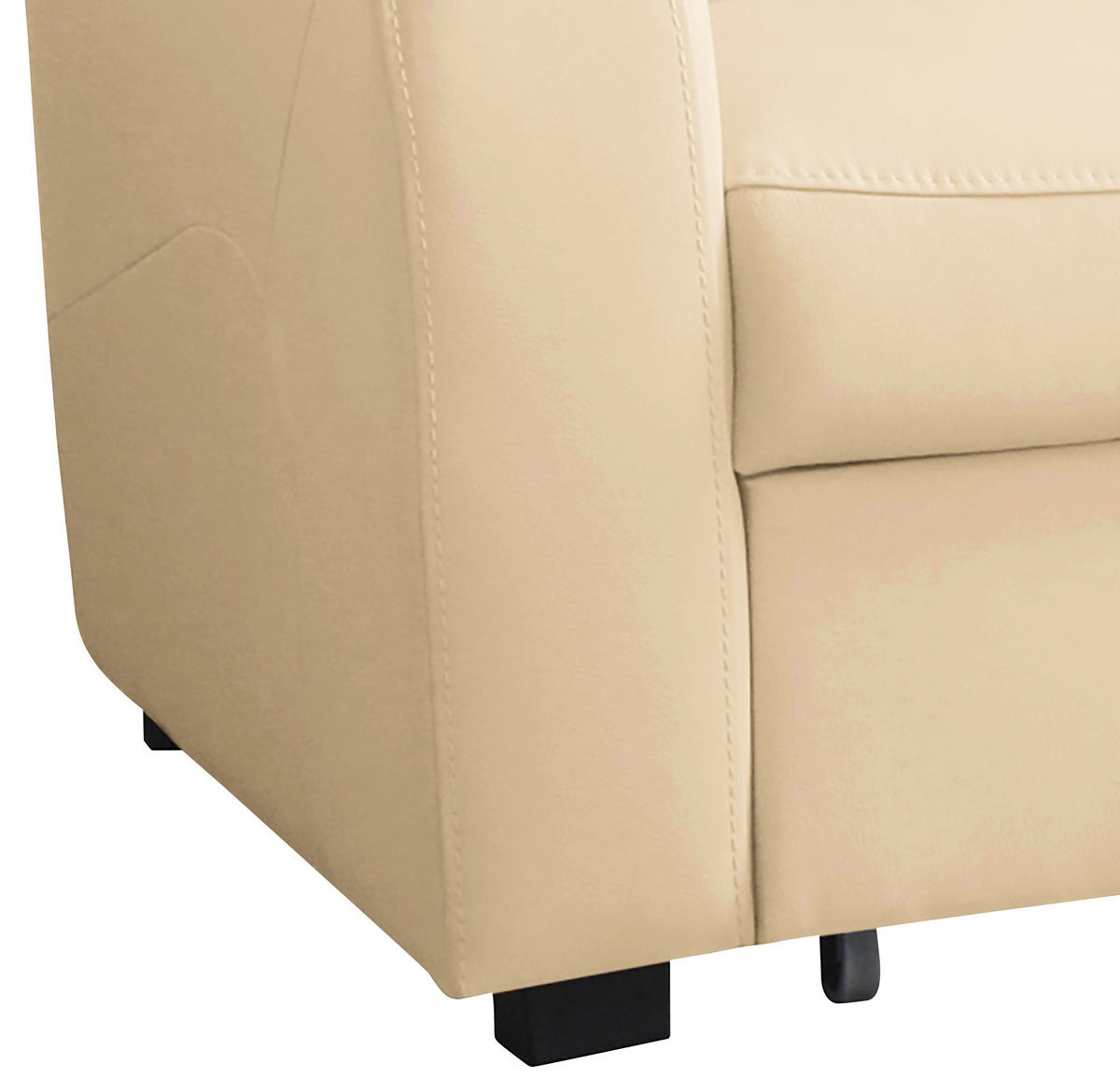 ECKSOFA in Lederlook Echtleder Beige  - Beige/Schwarz, Design, Leder/Kunststoff (227/168cm) - Livetastic