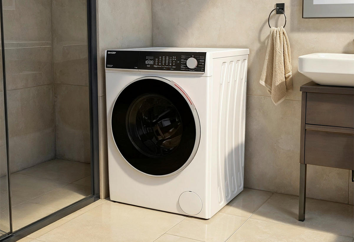 WASCHMASCHINE ES-WNFL814CWDA-DE  - Weiß, Basics, Glas/Kunststoff (60/85/56cm) - Sharp