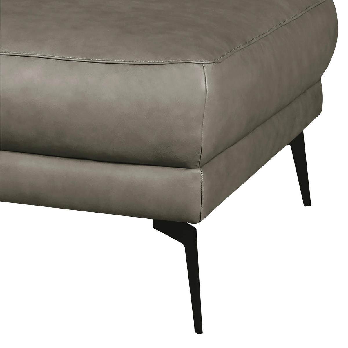 HOCKER Echtleder Grau  - Schwarz/Grau, Design, Leder/Metall (96/45/80cm) - Livetastic