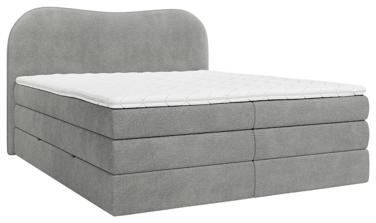 BOXSPRINGBETT 180/200 cm,  in Dunkelgrau, gepolstertes Kopfteil, Bettkasten, Topper, Matratzen, H3 + H3 = fest  - Dunkelgrau/Schwarz, Design, Holz/Holzwerkstoff (180/200cm) - Chameo