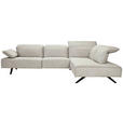 ECKSOFA in Echtleder Greige  - Greige/Anthrazit, Design, Leder/Metall (290/230cm) - Ambiente