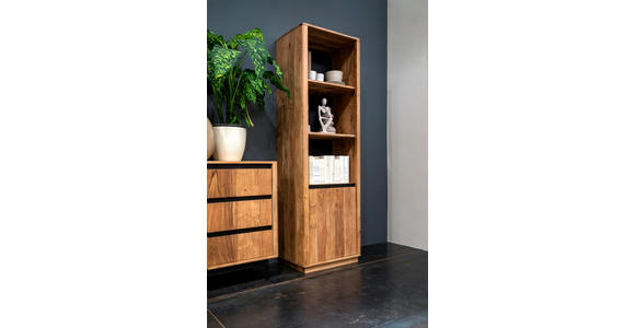 REGAL Akazie massiv Akaziefarben - Naturfarben/Akaziefarben, Natur, Holz/Holzwerkstoff (55/190/40cm) - Carryhome