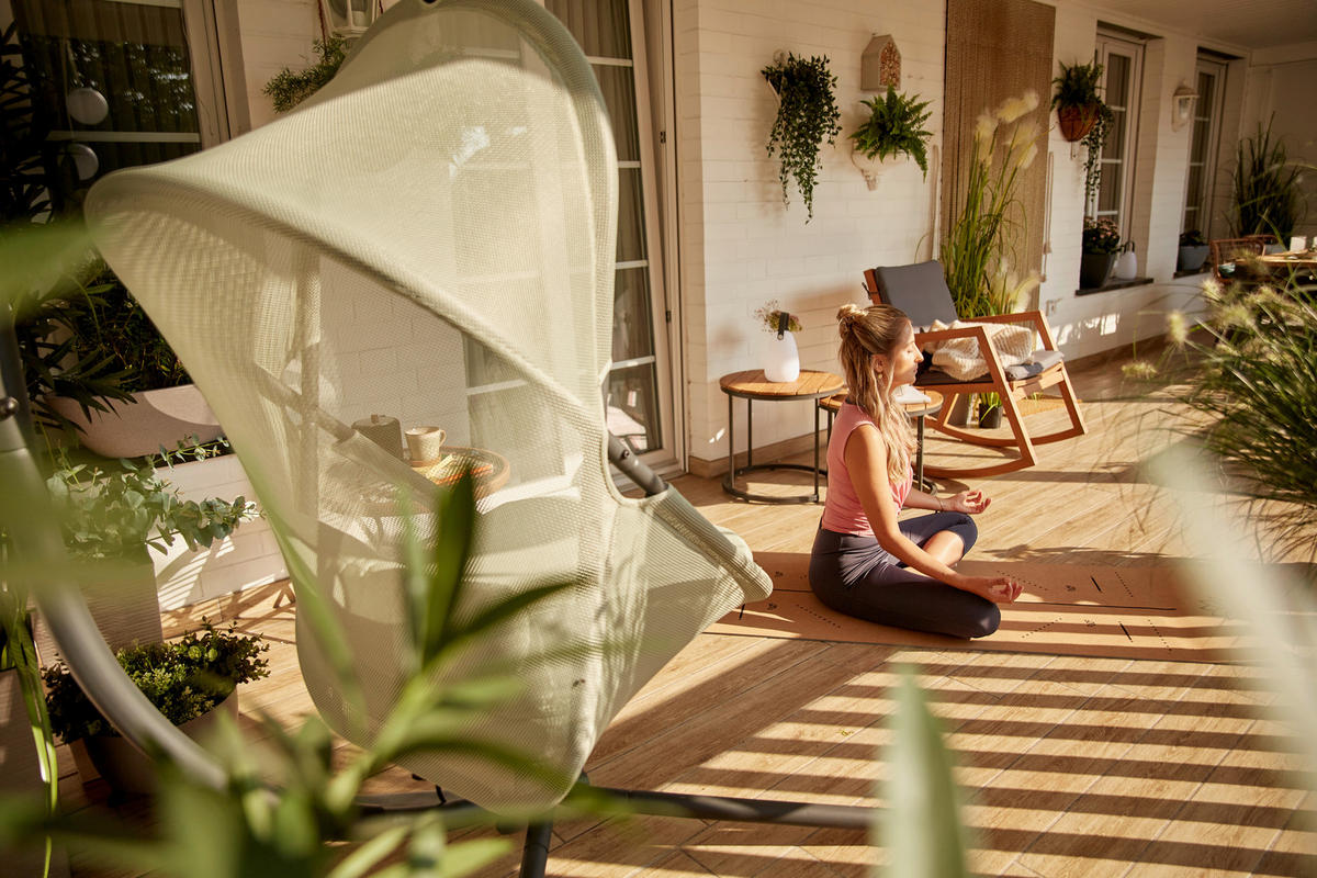 HÄNGESESSEL 123/192/102 cm Stahl  - Anthrazit/Grün, KONVENTIONELL, Kunststoff/Textil (123/192/102cm) - Siena Garden