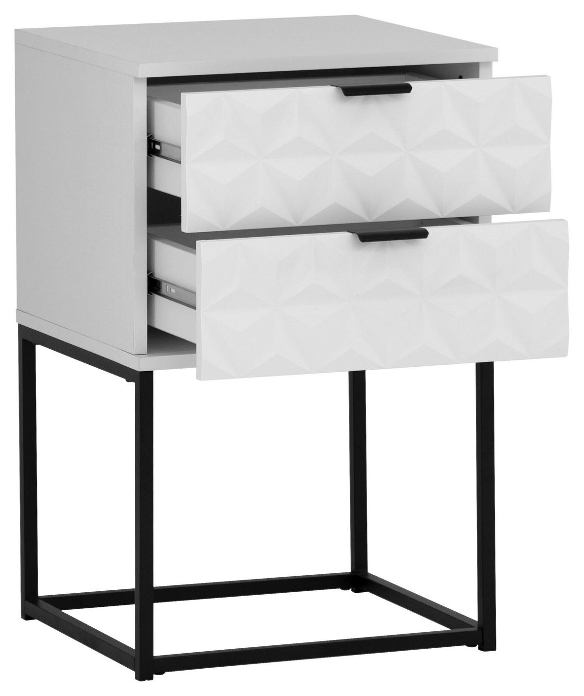 NACHTSCHRANK 42,5/67/38,5 cm  - Schwarz/Weiß, KONVENTIONELL, Holzwerkstoff/Metall (42,5/67/38,5cm) - Boxxx