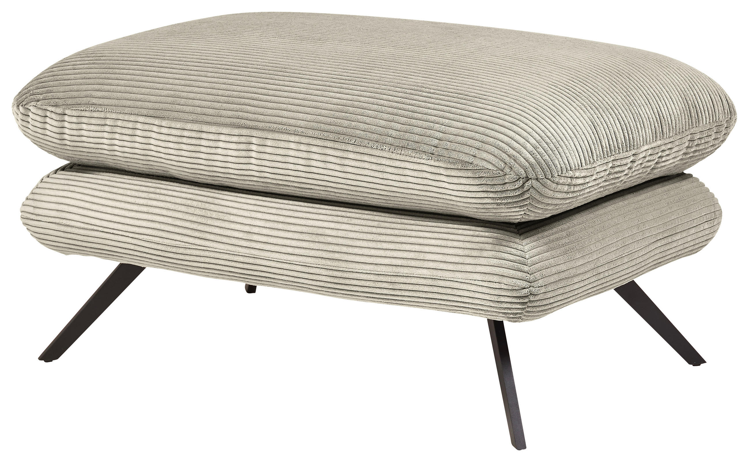 HOCKER Cord Hellgrau  - Hellgrau/Schwarz, MODERN, Textil/Metall (90/45/60cm) - Pure Home Lifestyle