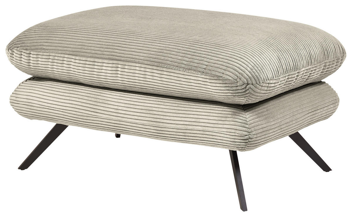 HOCKER Cord Hellgrau  - Hellgrau/Schwarz, MODERN, Textil/Metall (90/45/60cm) - Pure Home Lifestyle
