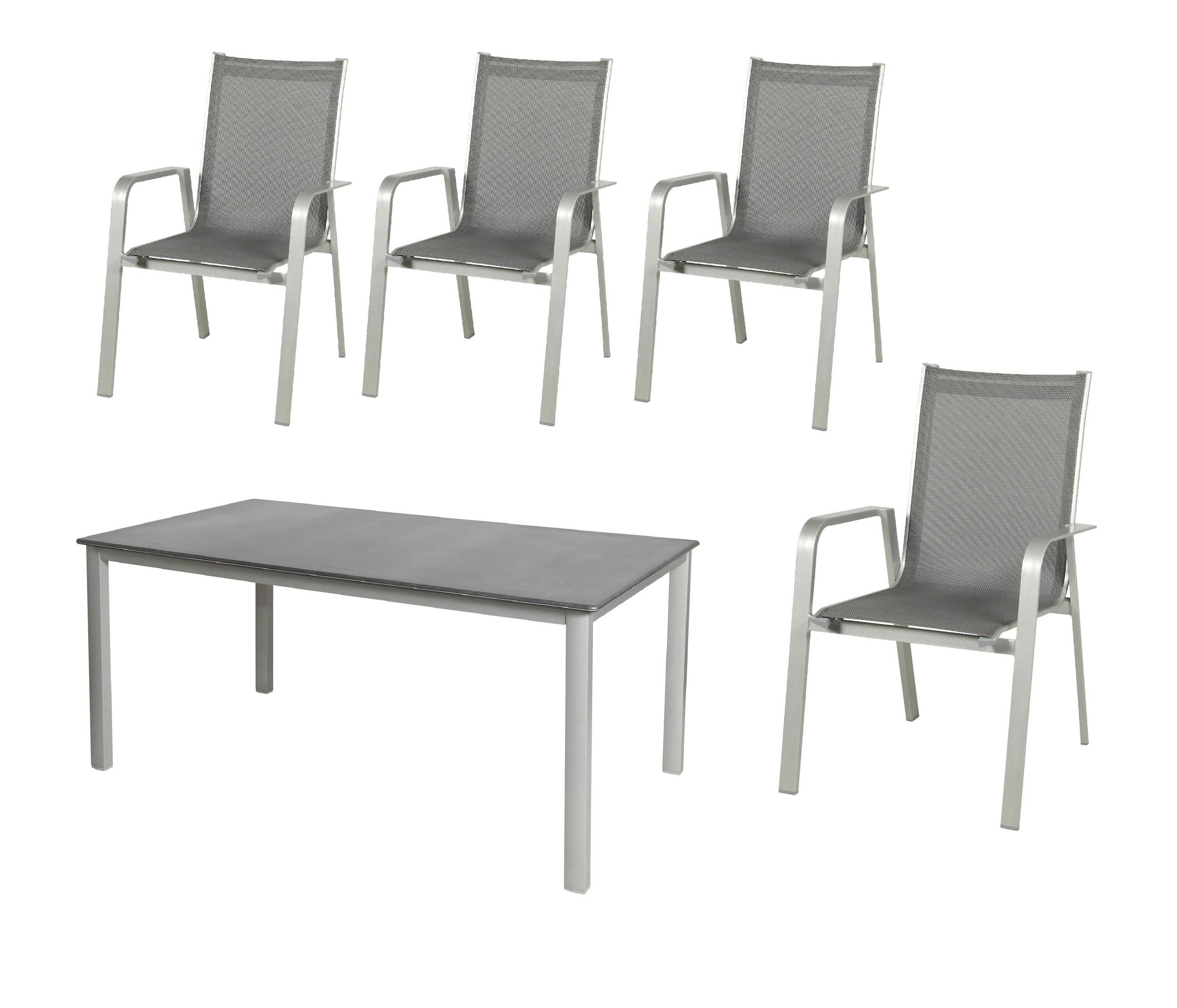 GARTENSET beschichtet Aluminium  - Platinfarben/Dunkelgrau, Basics, Textil/Metall (160/90/72cm) - Acamp