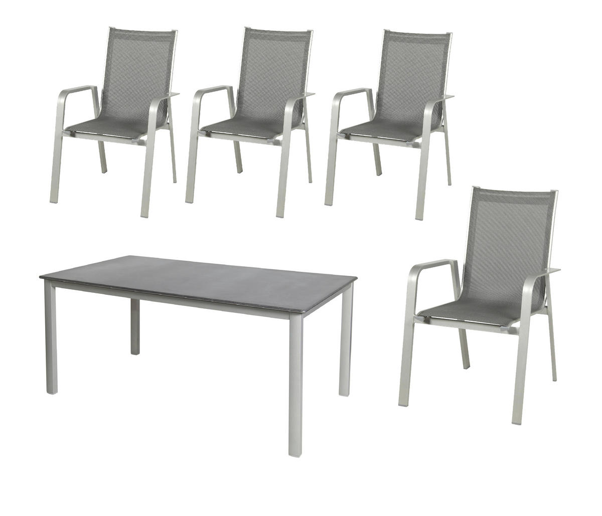 SET DE JARDIN   - Platinfarben/Dunkelgrau, Basics, Textil/Metall (160/90/72cm) - Acamp