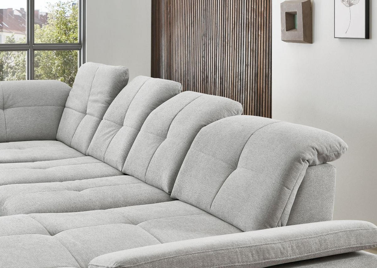SAROKKANAPÉ fa, faalapú anyag szürke  - króm/szürke, Design, faalapú anyag/fa (260/371/195cm) - Beldomo Style