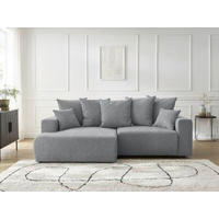 ECKSOFA Ottomane links  ATILLA Dunkelgrau Struktur  - Dunkelgrau/Schwarz, MODERN, Kunststoff/Textil (149/244cm)