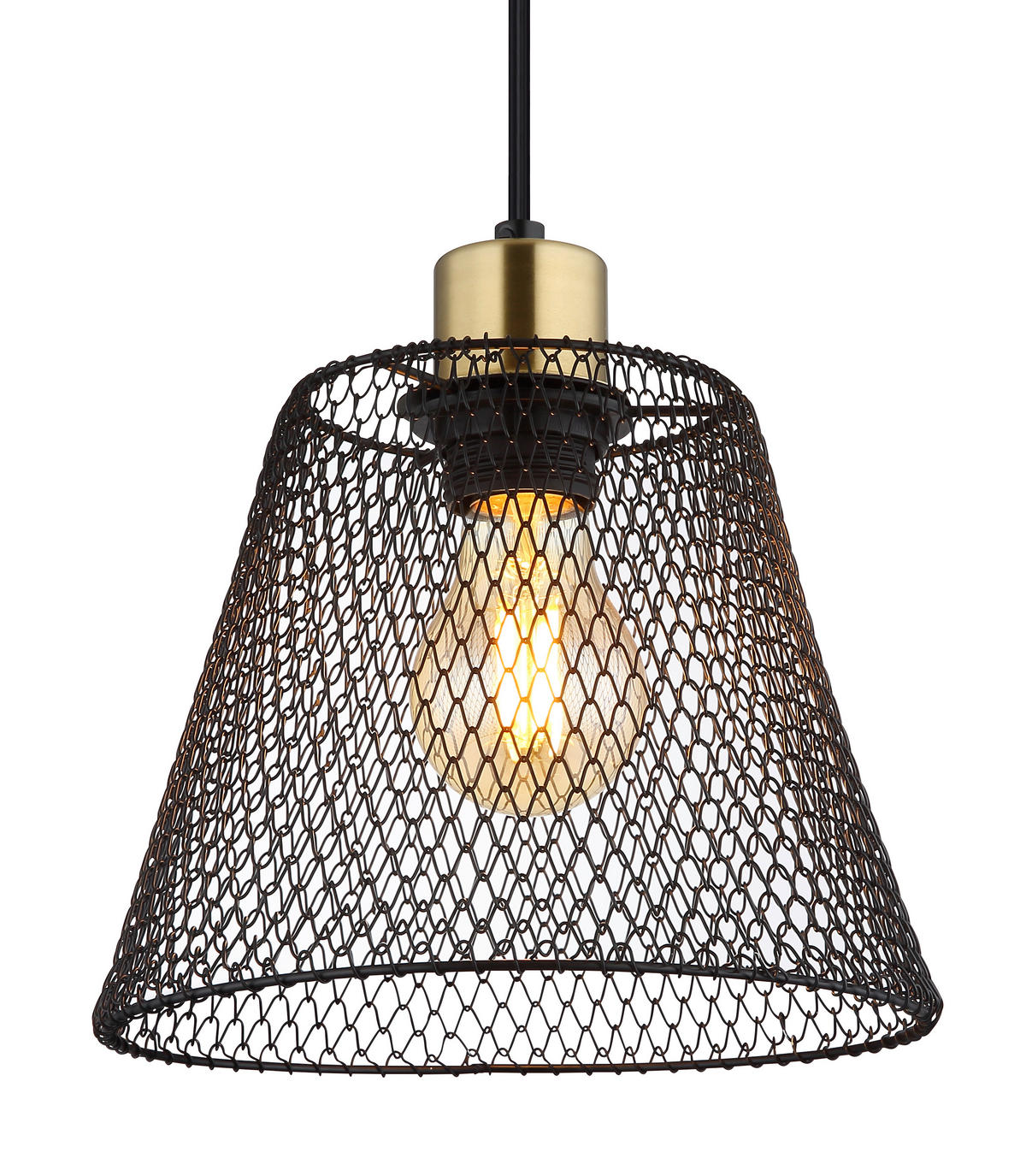HÄNGELEUCHTE 20/120 cm    - Goldfarben/Schwarz, Design, Kunststoff/Metall (20/120cm) - Globo