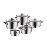 KOCHTOPFSET Edelstahl 6-teilig - Silberfarben, Basics, Glas/Metall (53,2/31/28,5cm) - WMF