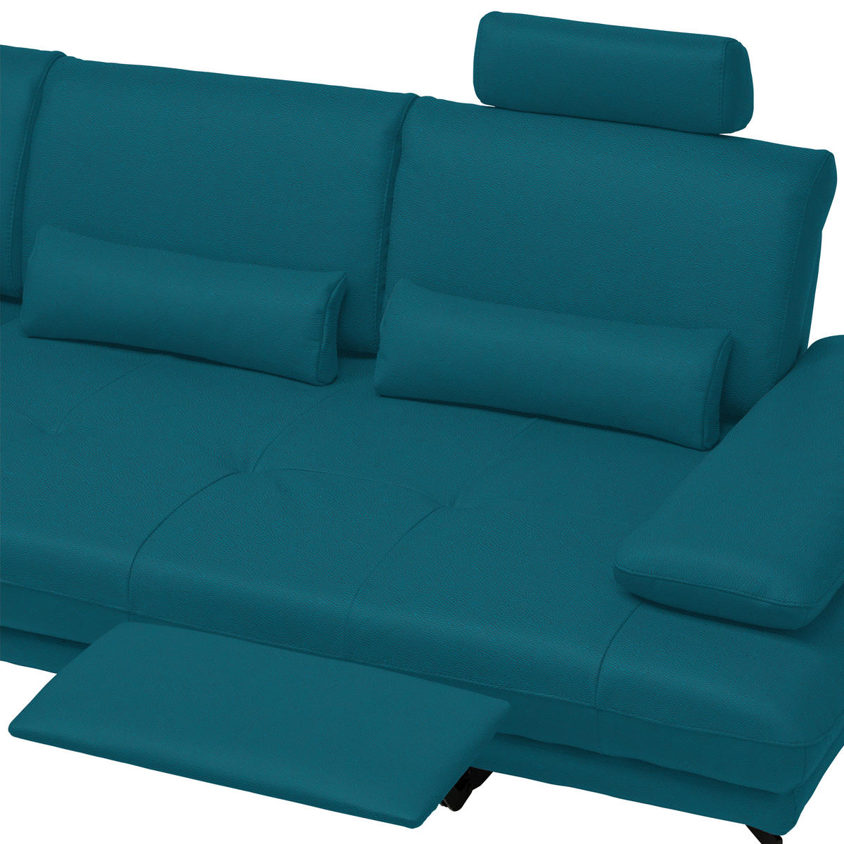 ECKSOFA Petrol Echtleder  - Petrol/Schwarz, Design, Leder/Metall (187/273cm) - Celina Home