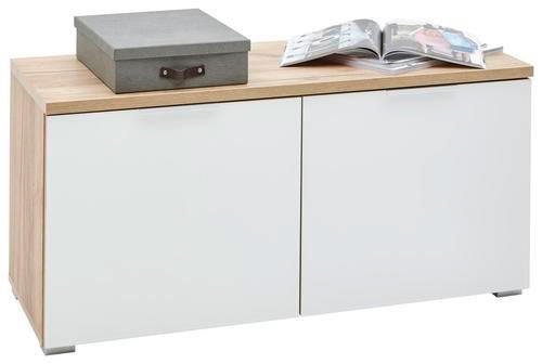 GARDEROBENBANK 97/47/40 cm  - Weiss/Eichefarben, Design, Glas/Holzwerkstoff (97/47/40cm) - Voleo