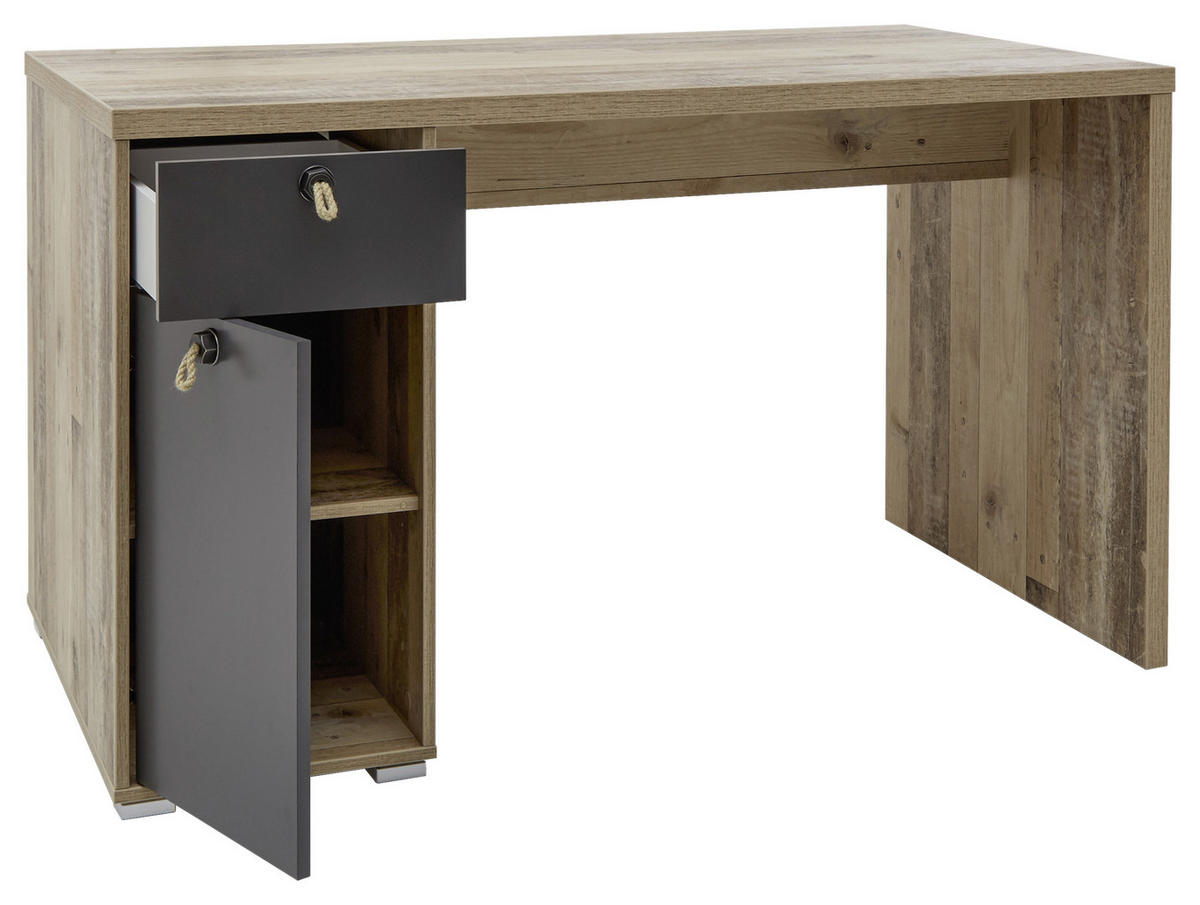 SCHREIBTISCH 130/70/75 cm  in Anthrazit, Fichtefarben  - Fichtefarben/Anthrazit, Basics, Holzwerkstoff/Kunststoff (130/70/75cm) - MID.YOU