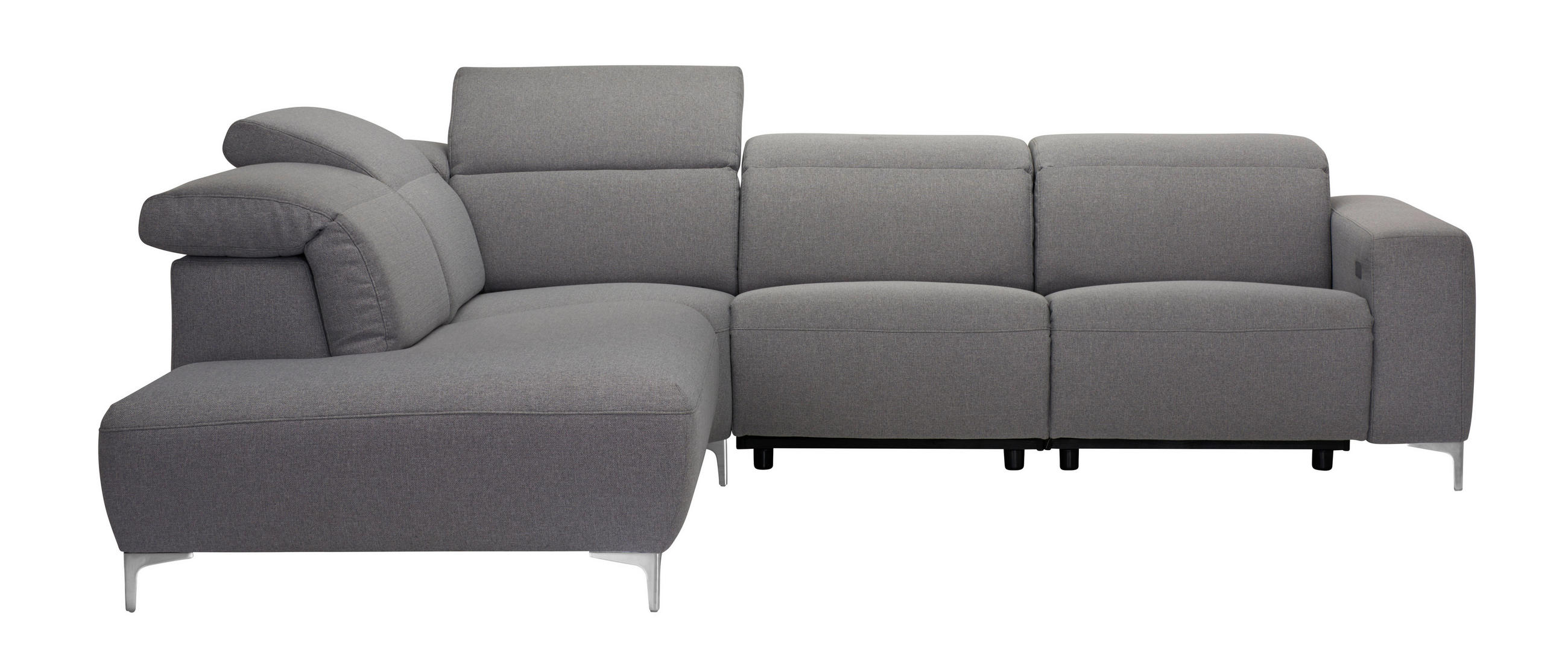 ECKSOFA Grau Flachgewebe  - Grau, Design, Textil/Metall (238/290cm) - Pure Home Lifestyle