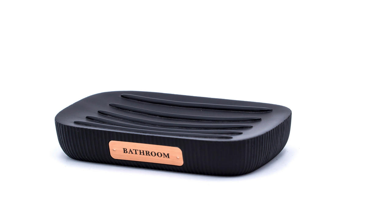 SEIFENSCHALE Metall, Kunststoff  - Schwarz/Kupferfarben, Basics, Kunststoff/Metall (12,8/2,2/8,3cm) - Sadena