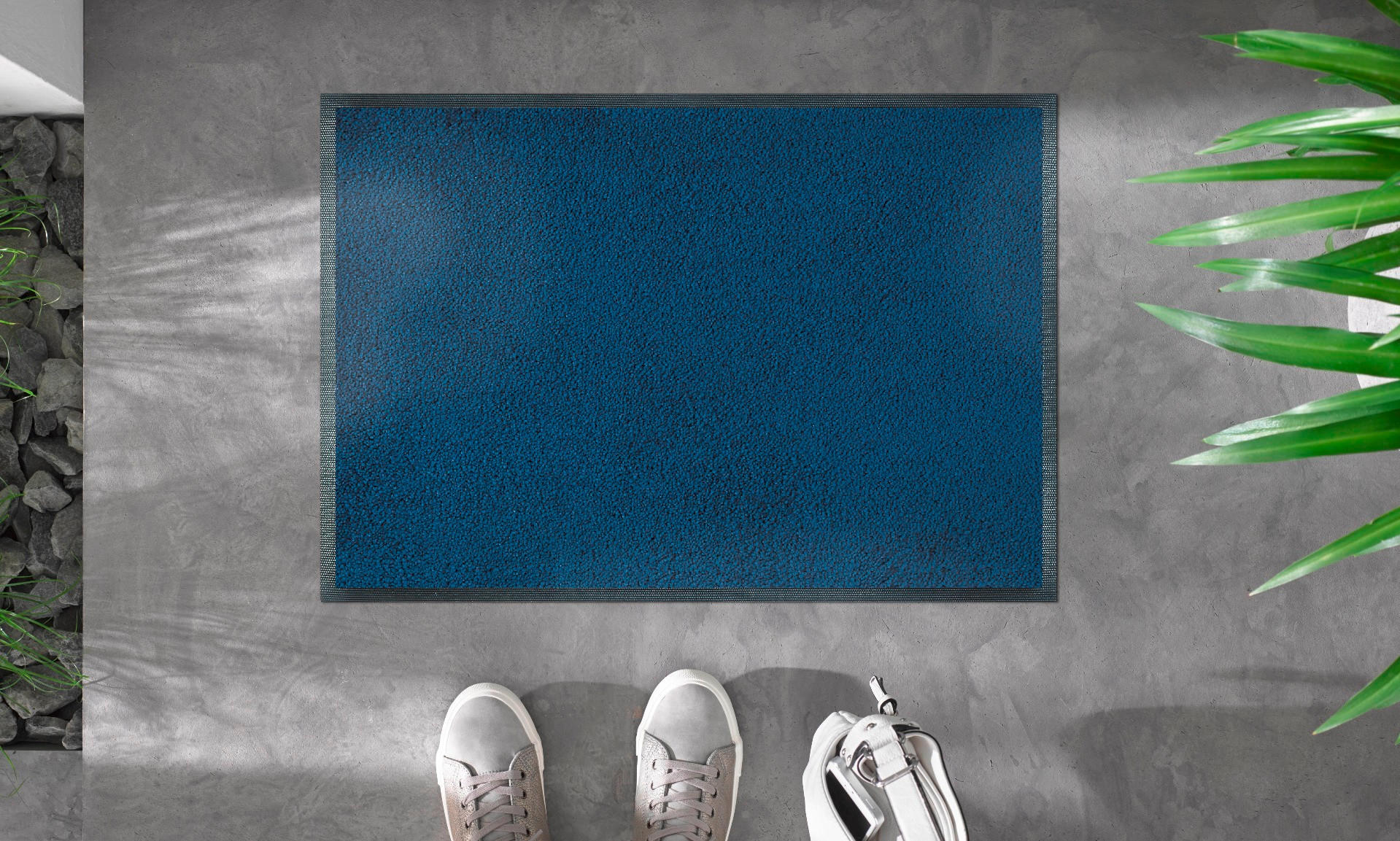 FUßMATTE  40/60 cm  Dunkelblau  - Dunkelblau, KONVENTIONELL, Kunststoff/Textil (40/60cm) - wash+dry