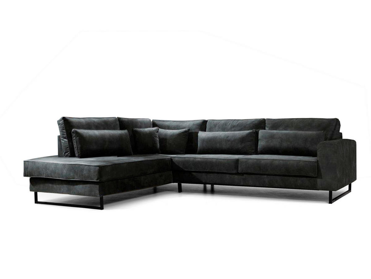 ROHOVÁ SEDAČKA, textil, kompozitné drevo, grafitová - čierna/grafitová, Konventionell, kov/kompozitné drevo (284/253cm) - Livetastic