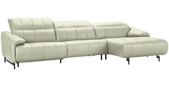 ECKSOFA in Echtleder Weiß 313/165 cm - Schwarz/Weiß, Design, Leder/Metall (313/165cm) - Emilio Belluti