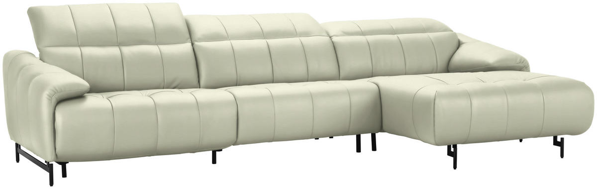 ECKSOFA in Echtleder Weiß  313/165 cm  - Schwarz/Weiß, Design, Leder/Metall (313/165cm) - Emilio Belluti