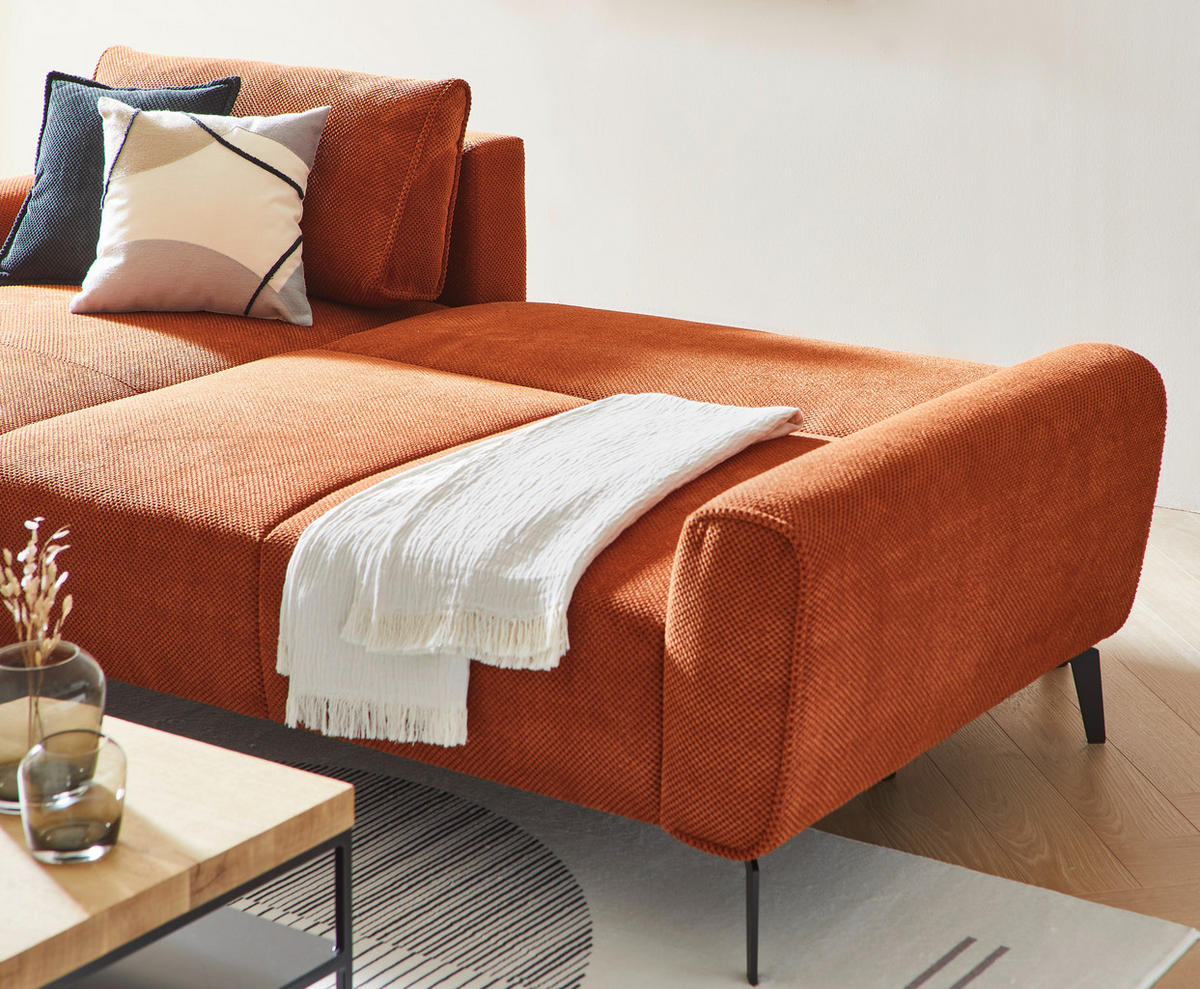 ECKSOFA in Webstoff Gelb  - Gelb/Schwarz, Design, Textil/Metall (170/272cm) - Welnova