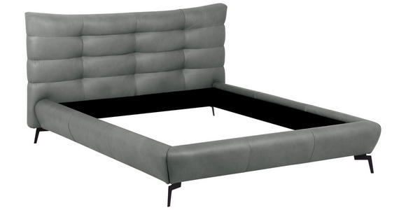 POLSTERBETT 180/200 cm,  in Grau, gepolstertes Kopfteil,  - Schwarz/Grau, Design, Leder/Metall (180/200cm) - Esposa