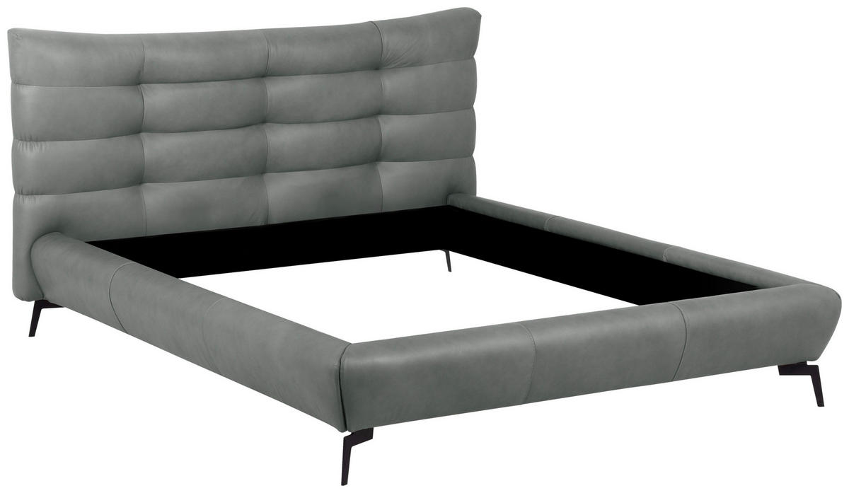 POLSTERBETT gepolstertes Kopfteil Grau 180/200 cm  - Schwarz/Grau, Design, Leder/Metall (180/200cm) - Esposa