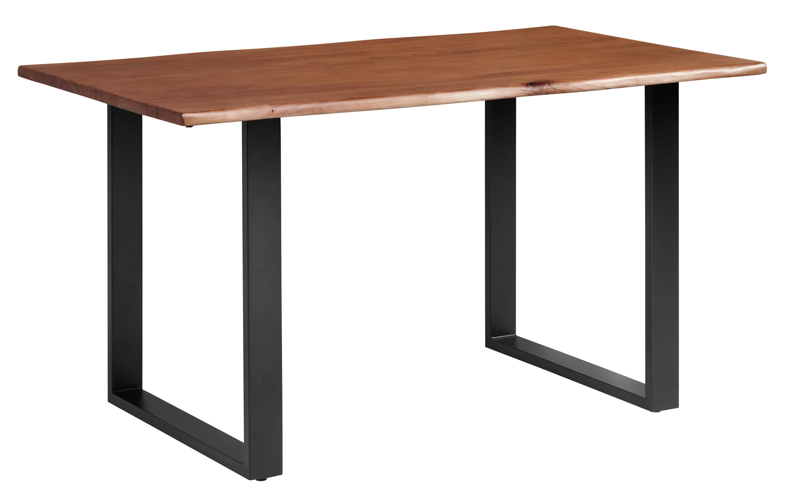 ESSTISCH 140/80/76 cm Echtholz  Holz, Metall gastro- und objekttauglich rechteckig Schwarz, Walnussfarben  - Walnussfarben/Schwarz, MODERN, Holz/Metall (140/80/76cm) - P & B