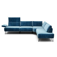 ECKSOFA Cosy Blau Samt  - Blau/Schwarz, Design, Textil/Metall (288-303/213cm) - SENSOO
