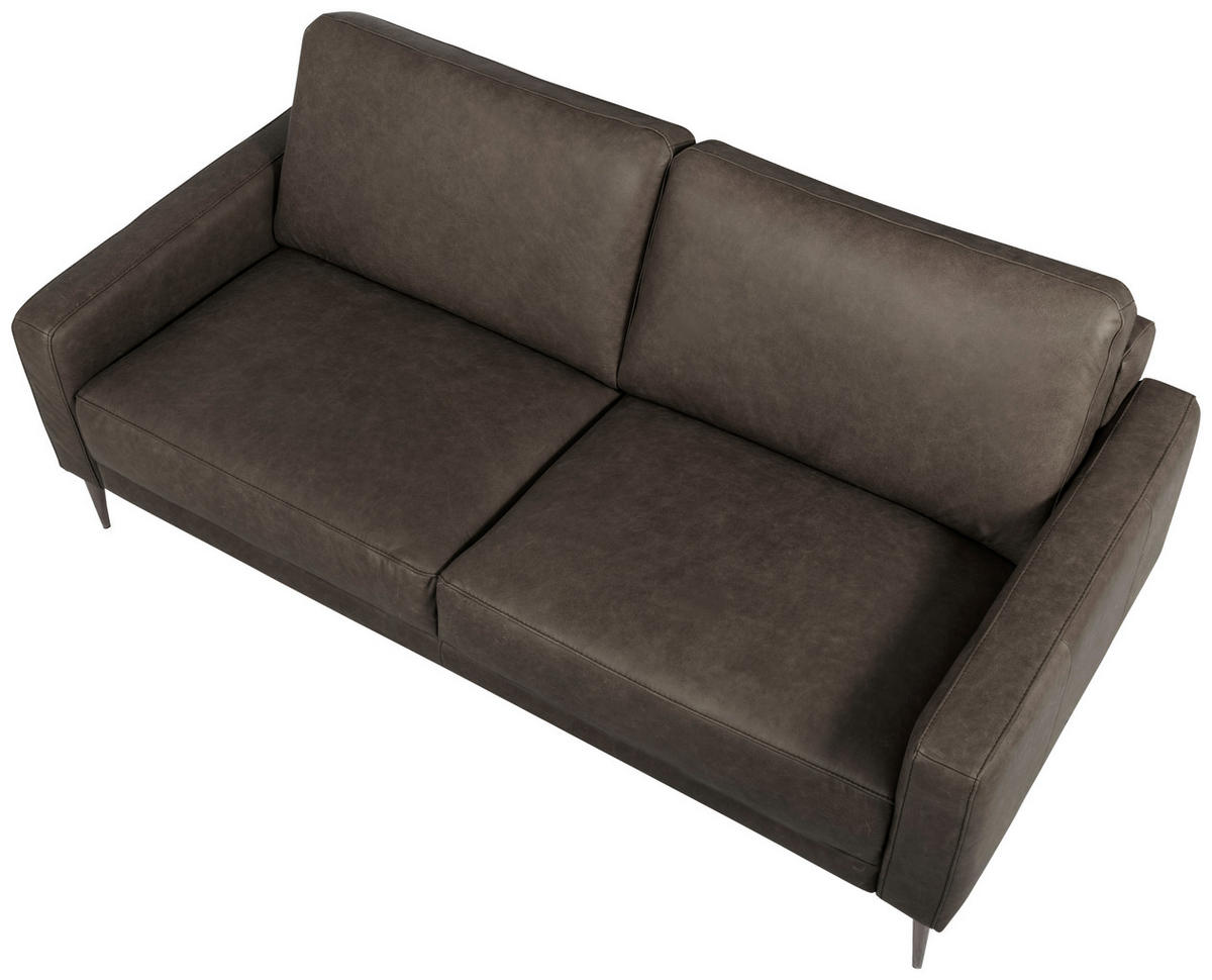 2-SITZER-SOFA SPRING Fango Echtleder  - Fango/Schwarzchrom, Design, Leder/Metall (157/85/92cm) - Livetastic