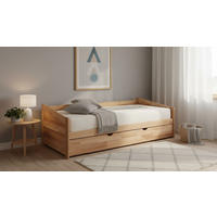 AUSZIEHBETT 90/200 cm Buchefarben  - Buchefarben, Natur, Holz/Kunststoff (90/200cm) - Livetastic