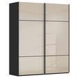SCHWEBETÜRENSCHRANK 162/223/68 cm 2-türig Schwarz, Champagner  - Champagner/Schwarz, KONVENTIONELL, Glas/Holzwerkstoff (162/223/68cm) - Novel