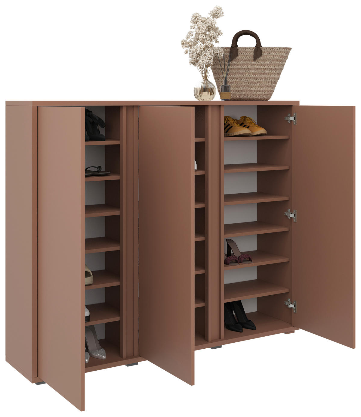 OMARA ZA ČEVLJE terakota - antracit/terakota, Design, umetna masa/leseni material (145/120/34cm) - Xora