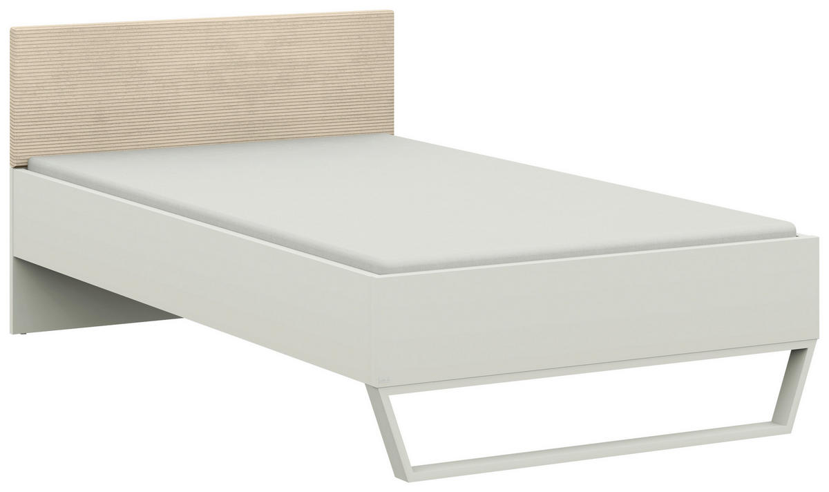 BETT 120/200 cm  Weiss, Sandfarben   - Sandfarben/Weiss, Design, Holzwerkstoff/Textil (120/200cm) - Cantus