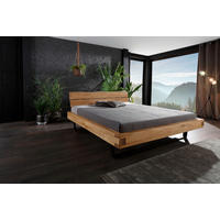 BALKENBETT 180/200 cm  in Wildeiche   - Wildeiche/Schwarz, MODERN, Holz/Metall (180/200cm) - Livetastic
