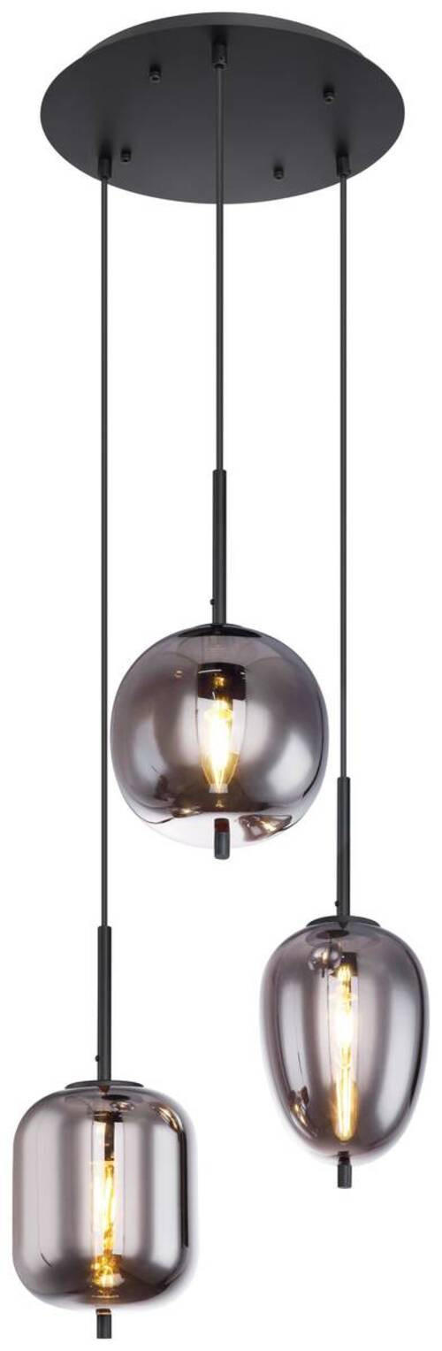 ZÁVESNÉ SVIETIDLO, E14/40 W, 46/120 cm  - čierna, Design, kov/sklo (46/120cm) - Globo