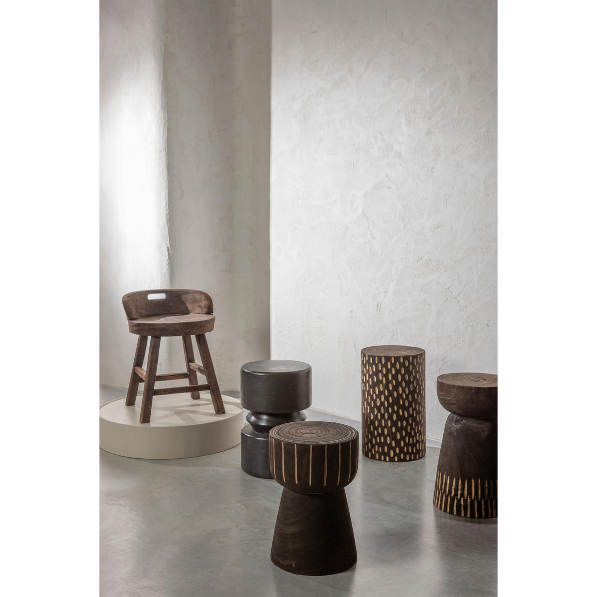 HOCKER Dover Schwarz  - Schwarz, Design, Glas/Keramik (35/45/35cm) - Livetastic