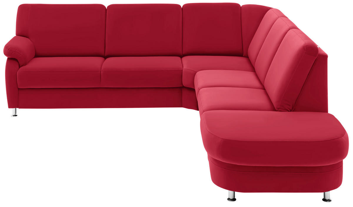 ECKSOFA  in Flachgewebe Rot  269/287 cm  - Rot/Alufarben, KONVENTIONELL, Textil/Metall (269/287cm) - Beldomo System