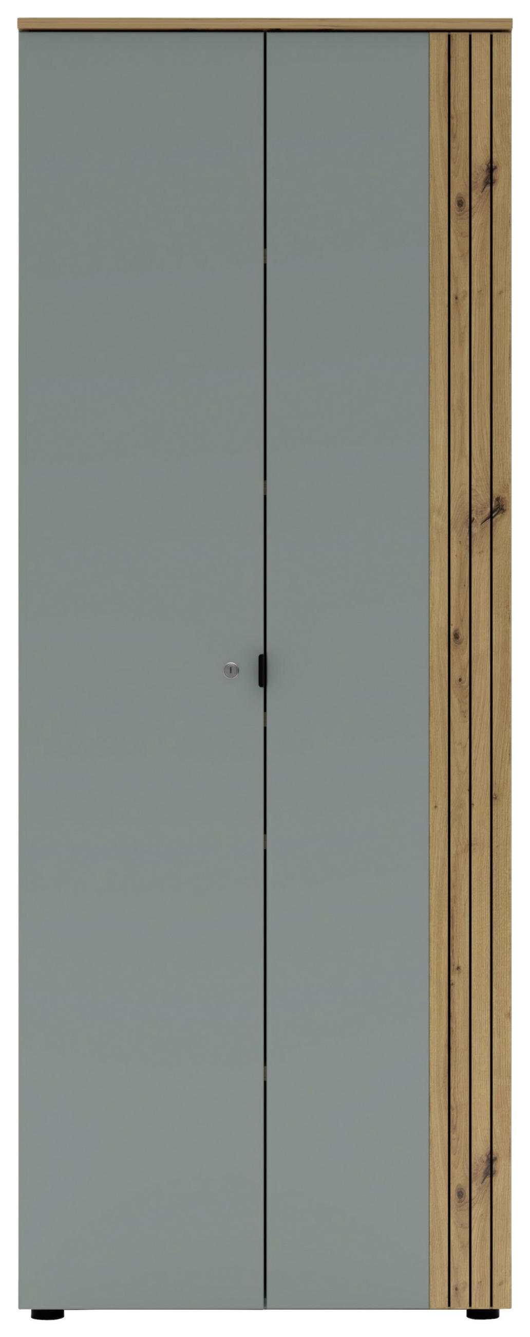 AKTENSCHRANK Eiche Artisan, Schilfgrün  - Schilfgrün/Eiche Artisan, KONVENTIONELL, Holzwerkstoff (75/198/38cm) - Voleo